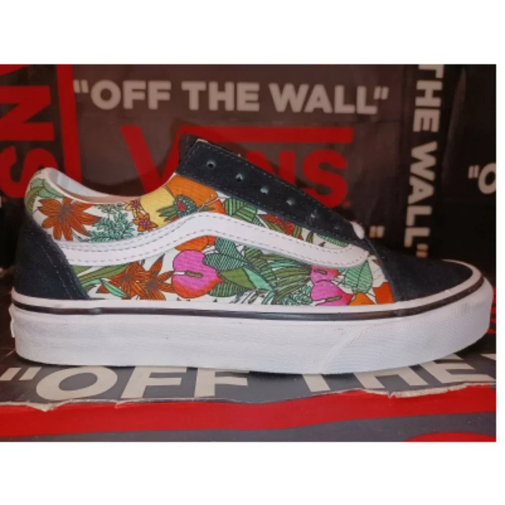 Vans Old Skool Multi Tropical Black/True White Men's 3.5/Womens 5 VNOA4U3BXF3